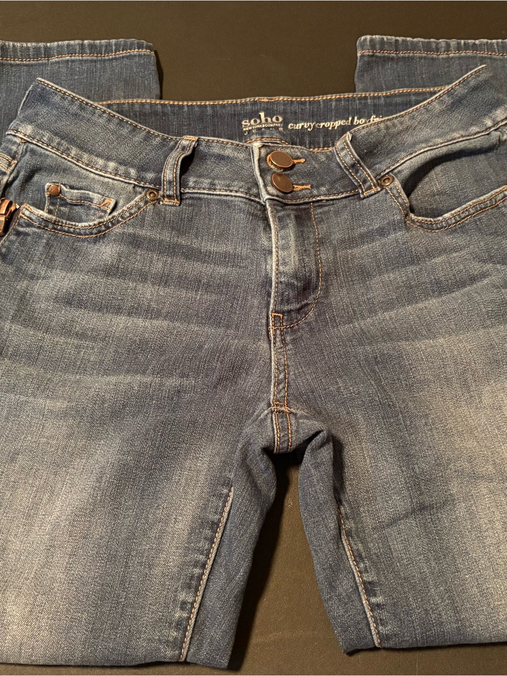 New York & Company Soho Curvy Cropped Bootcut Jeans - Blue Denim